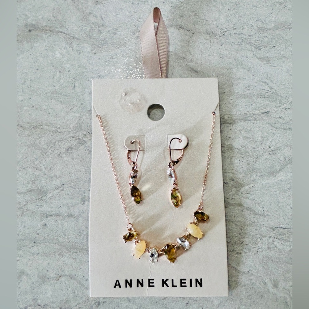 Anne Klein Rose Gold and Silver Necklace Set